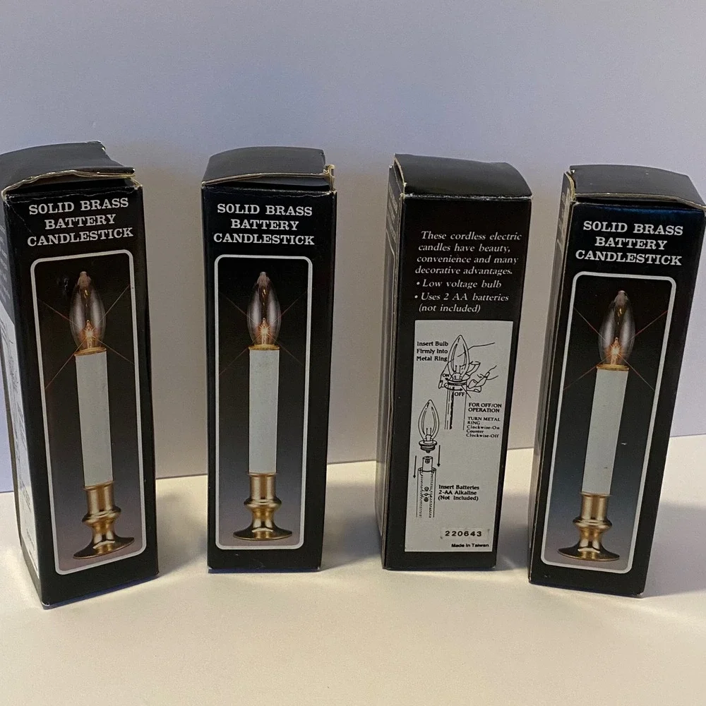 Unbranded Battery Candlestick Set of four‎ 9.5 in New Brass Cordless Window